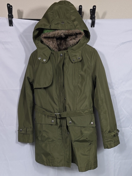 The Unbranded Brand Jackets & Blazers - Womens Olive Green Hooded Parka Jacket w Faux-Fur Lining Size Medium (W45)